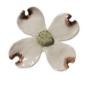 Vintage Dogwood Flower Porcelain Brooch Pin Retro 50s 60s Fashion Jewelry Women